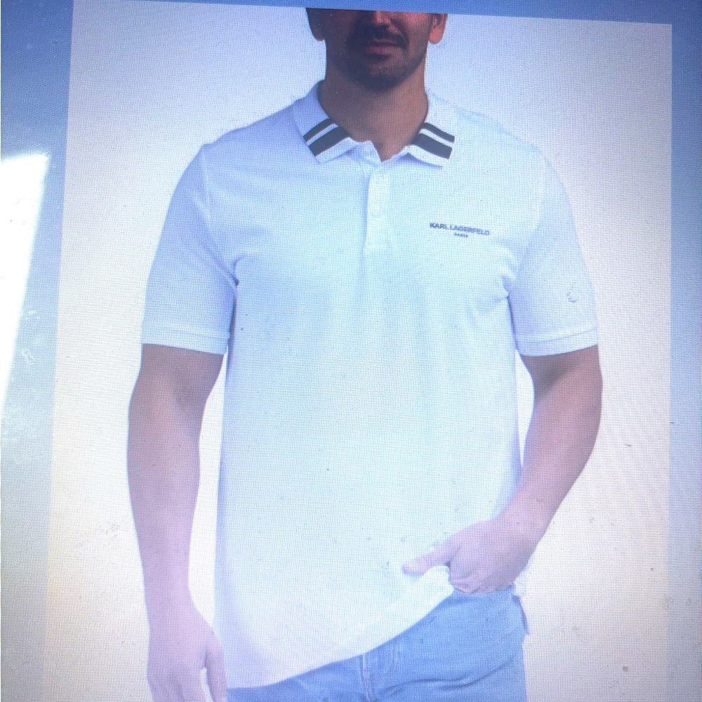 Karl Lagerfeld Paris men polo in white. Brand new